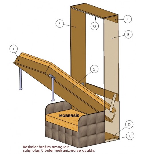 Tek kişilik dikey mekanizma ve 42 cm ayak koltuk konsepti