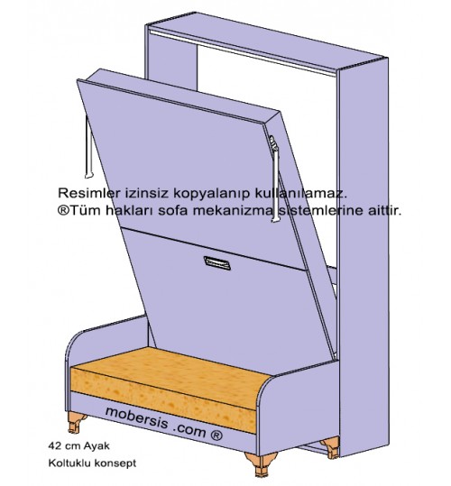 Çift Kişilik Dikey Mekanizma ve 42 cm Gizli I ayak Koltuk konsept