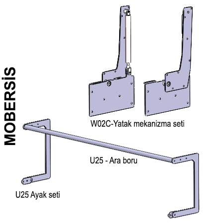 Tek Kişilik Dikey U25 Ayak Seti Görseli