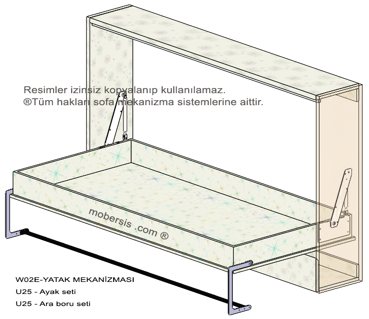 Tek Kişilik Yatay U25 Borulu Ayak Seti